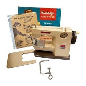 Vulcan Countess Childs Toy Sewing Machine 1950s Metal UK Manual Beige